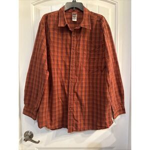 The North Face Men's XXL Orange Plaid Long Sleeve Fishing Hiking Outdoor Shirt